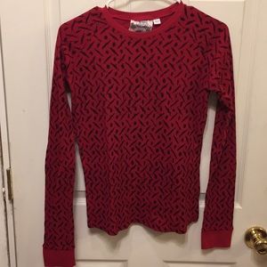 Red Patterned Long Sleeve Top